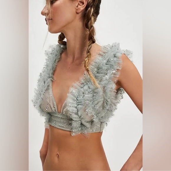 Free People One Sosha Party Top in Silver Retail $98 NWOT Small - Picture 1 of 5